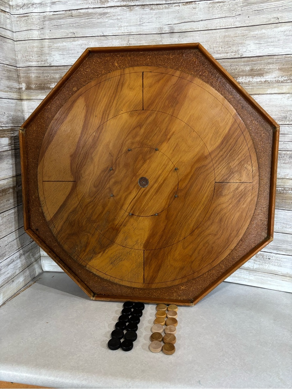 Handmade Crokinole board with checkers